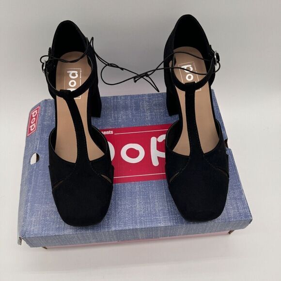 Pop Westerly Platform Block‎ Heel Maryjane New Size 9.5 Black Y2K Strappy - Picture 2 of 11